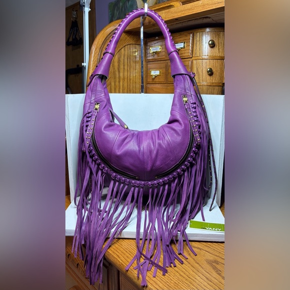 orYANY Handbags - NWT orYANY Angie Lamb Leather Fringe Hobo - Purple